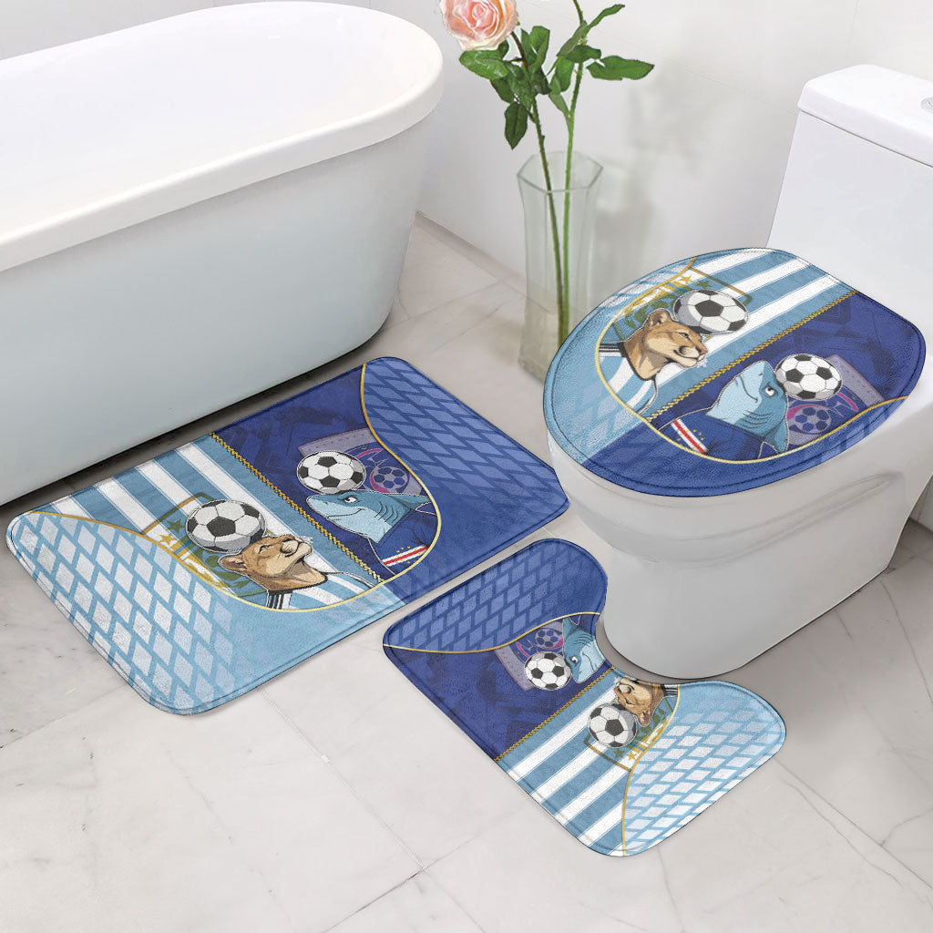 Argentine And Cape Verde Football Bathroom Set Split Flag Puma Shark Soccer