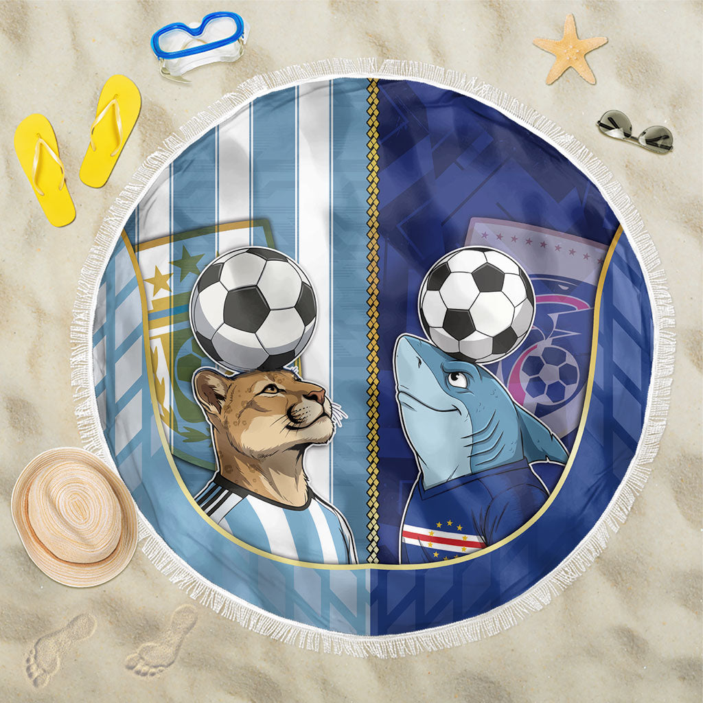 Argentine And Cape Verde Football Beach Blanket Split Flag Puma Shark Soccer