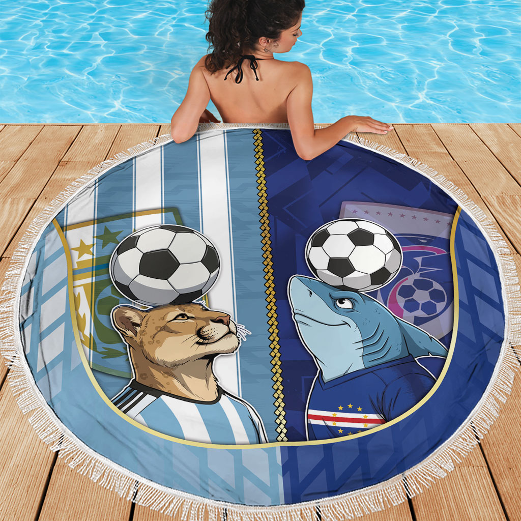 Argentine And Cape Verde Football Beach Blanket Split Flag Puma Shark Soccer