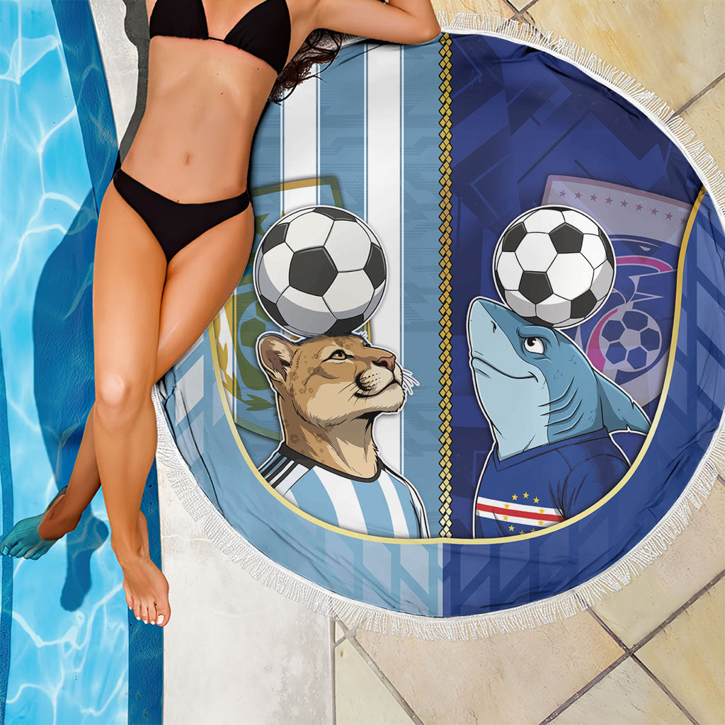 Argentine And Cape Verde Football Beach Blanket Split Flag Puma Shark Soccer