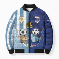 Custom Argentine And Cape Verde Football Bomber Puffer Jacket Split Flag Puma Shark Soccer