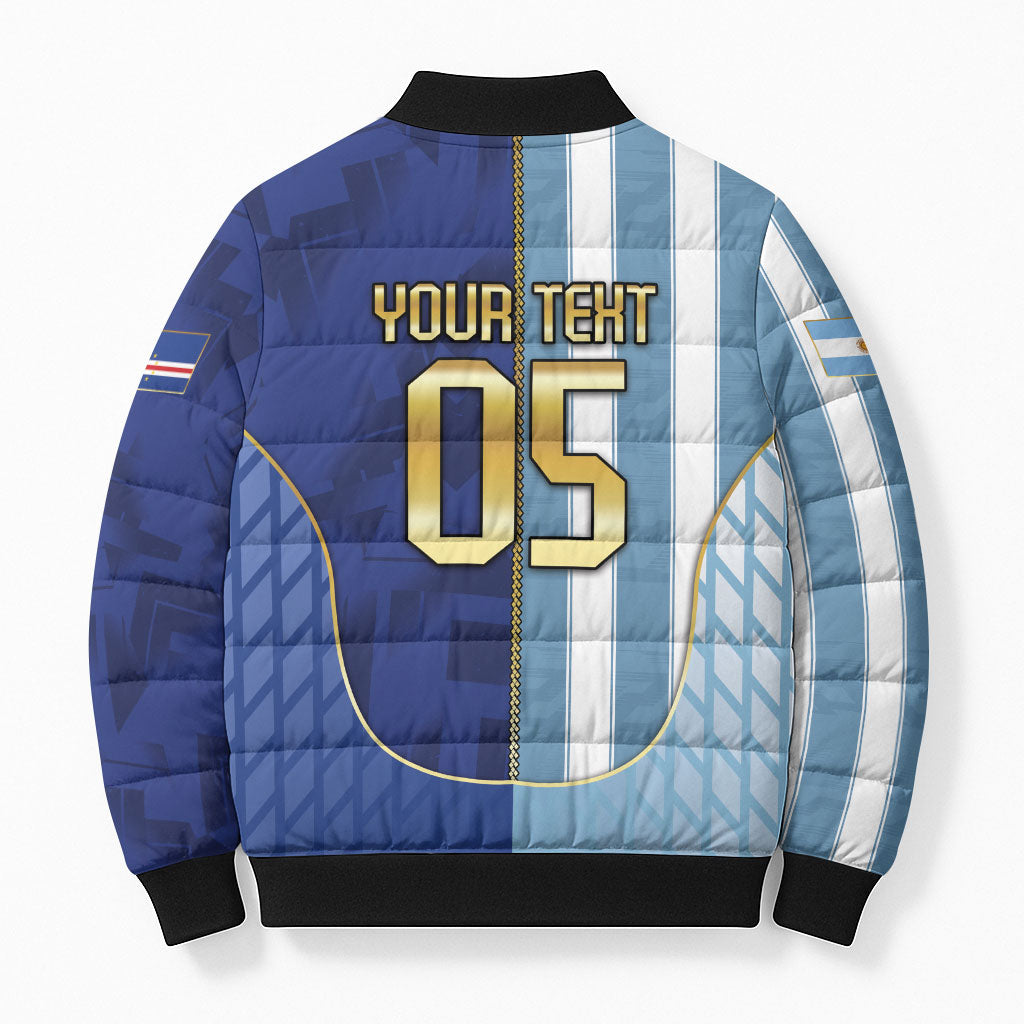 Custom Argentine And Cape Verde Football Bomber Puffer Jacket Split Flag Puma Shark Soccer