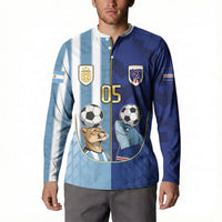 Custom Argentine And Cape Verde Football Button Sweatshirt Split Flag Puma Shark Soccer