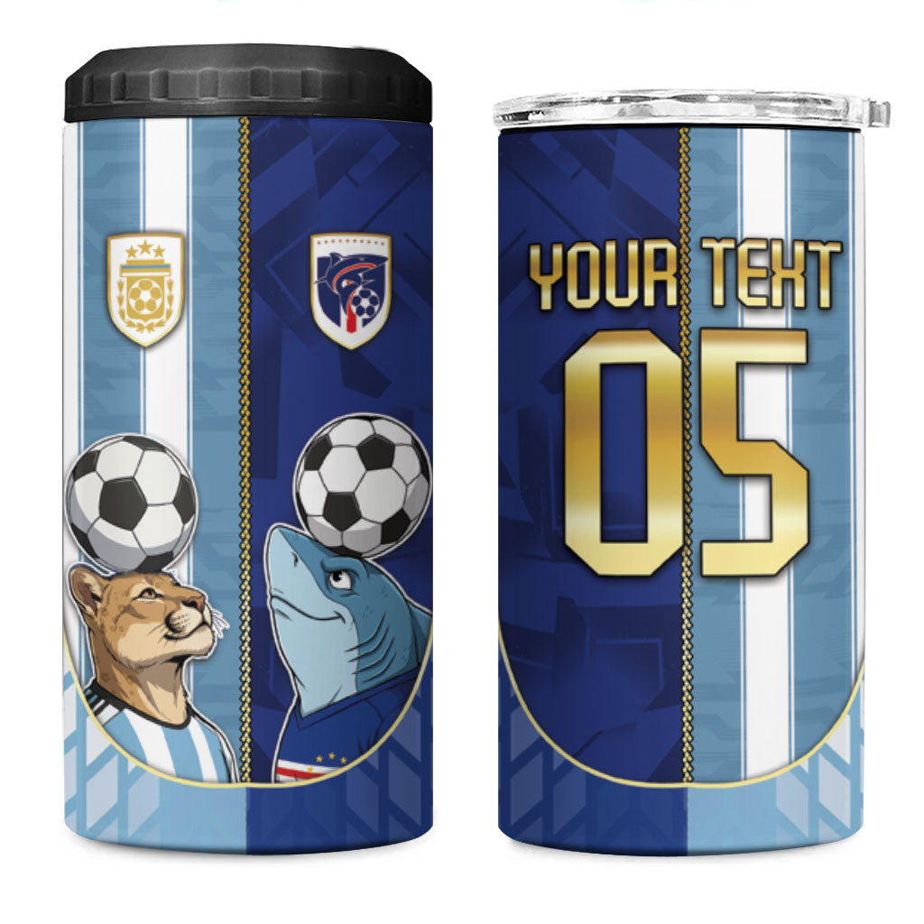 Custom Argentine And Cape Verde Football 4 in 1 Can Cooler Tumbler Split Flag Puma Shark Soccer