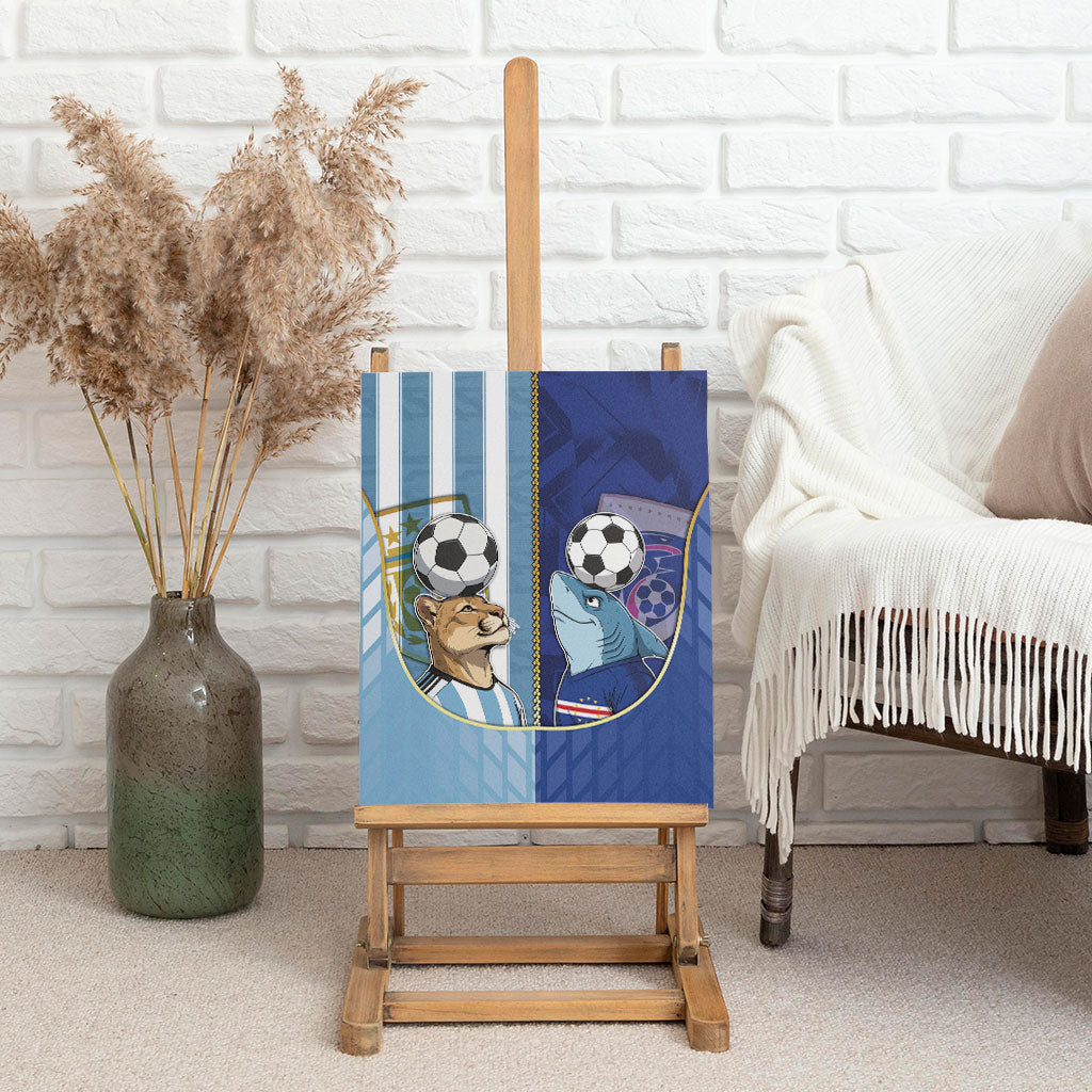 Argentine And Cape Verde Football Canvas Wall Art Split Flag Puma Shark Soccer