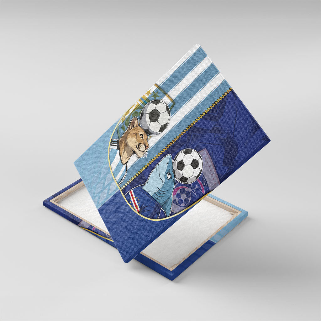 Argentine And Cape Verde Football Canvas Wall Art Split Flag Puma Shark Soccer