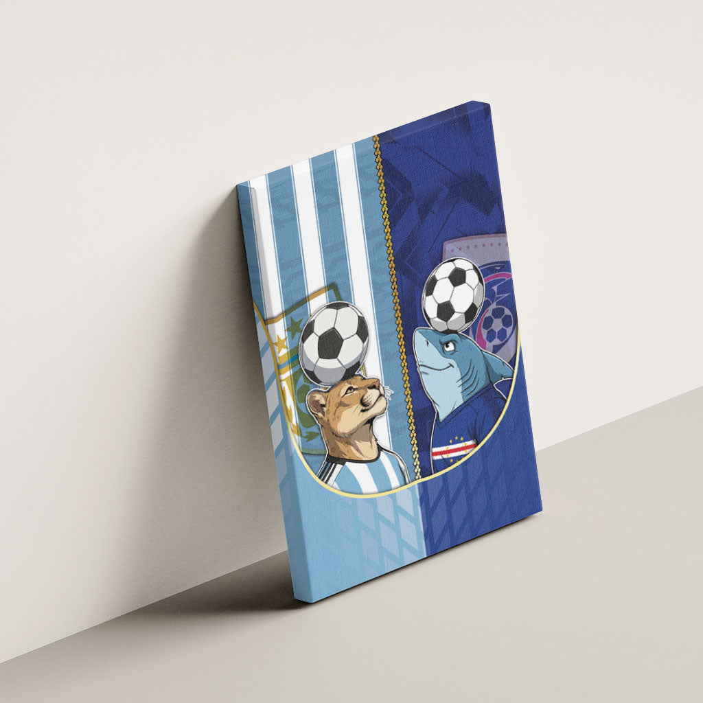 Argentine And Cape Verde Football Canvas Wall Art Split Flag Puma Shark Soccer