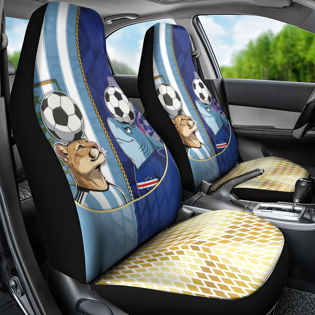Argentine And Cape Verde Football Car Seat Cover Split Flag Puma Shark Soccer