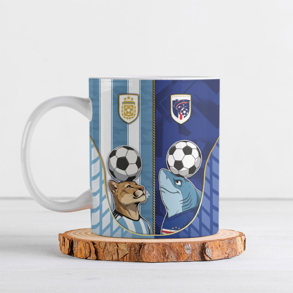 Custom Argentine And Cape Verde Football Ceramic Mug Split Flag Puma Shark Soccer