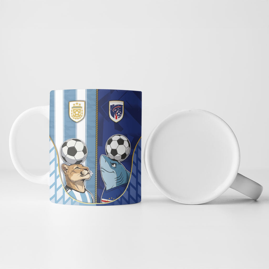 Custom Argentine And Cape Verde Football Ceramic Mug Split Flag Puma Shark Soccer
