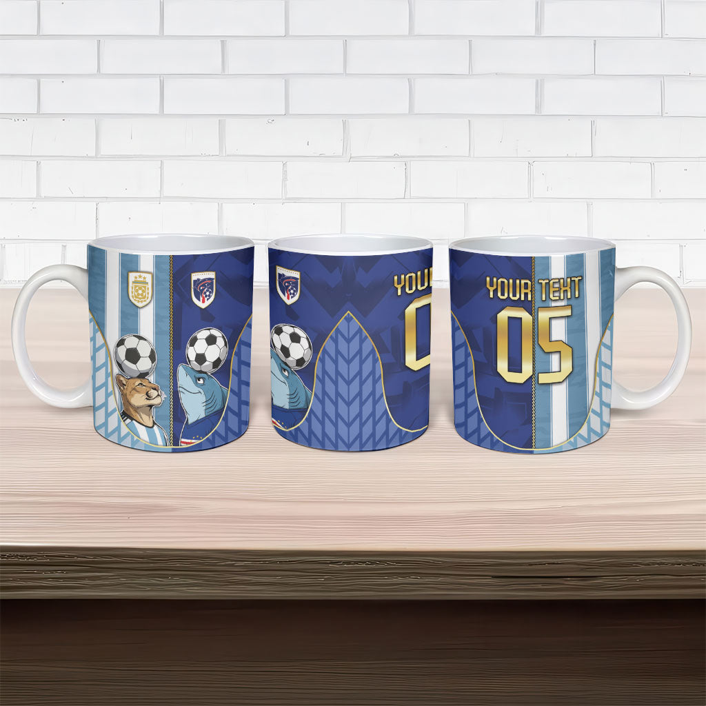 Custom Argentine And Cape Verde Football Ceramic Mug Split Flag Puma Shark Soccer