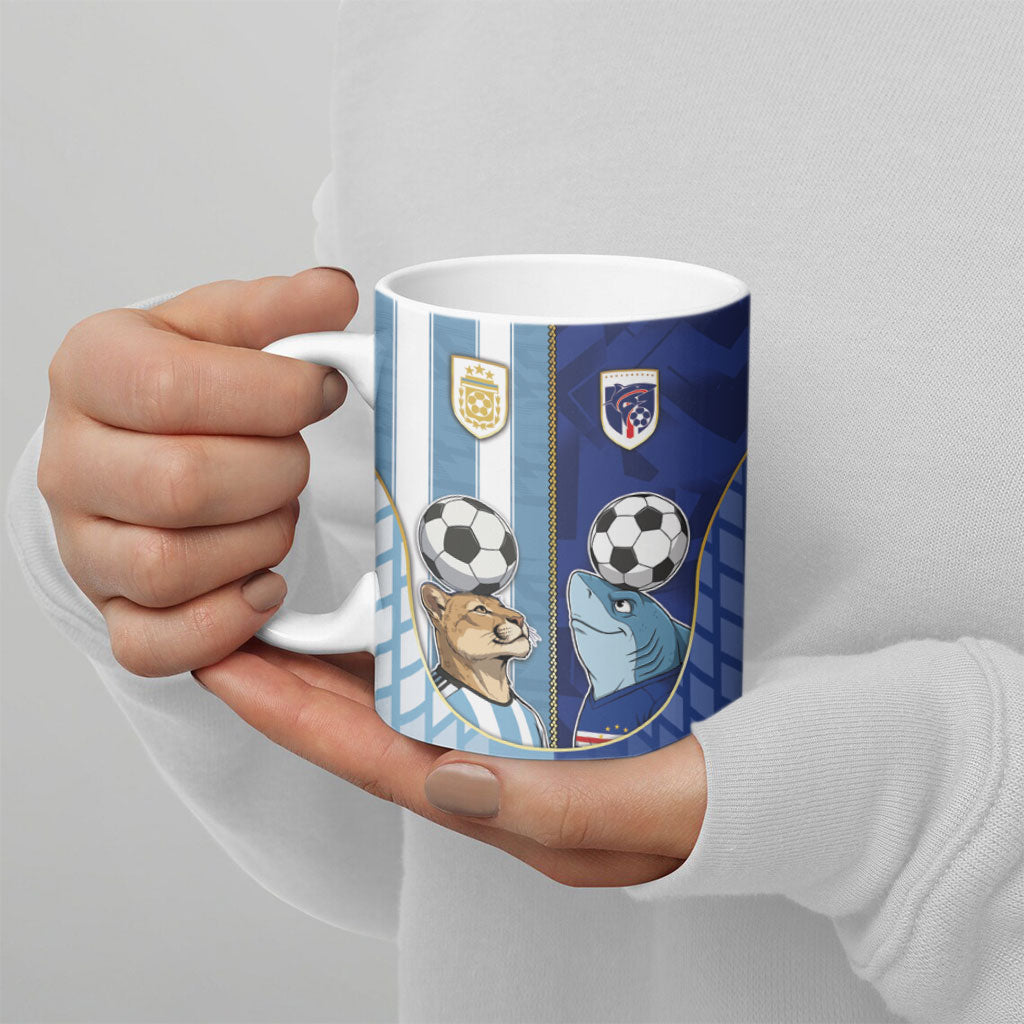 Custom Argentine And Cape Verde Football Ceramic Mug Split Flag Puma Shark Soccer