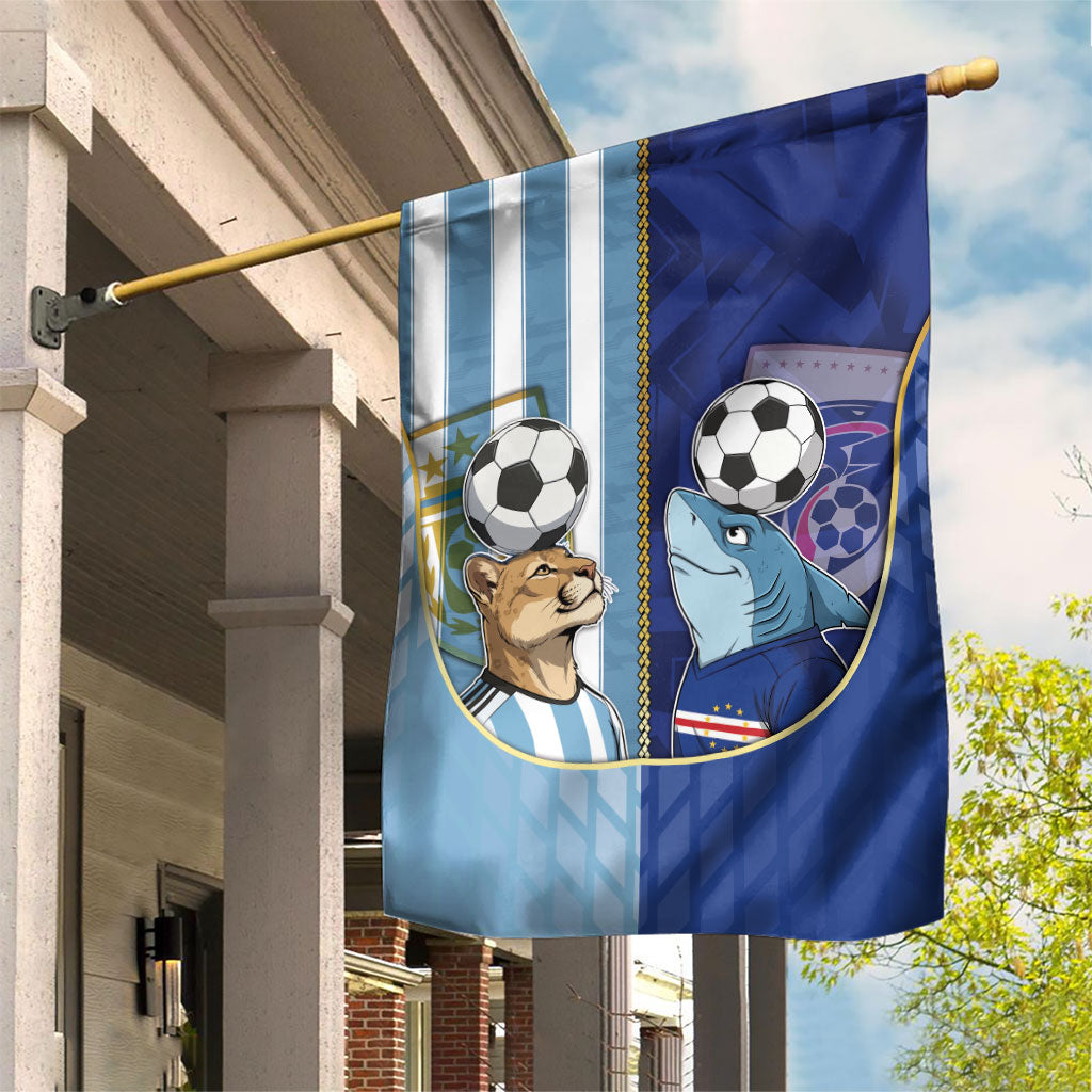 Argentine And Cape Verde Football Garden Flag Split Flag Puma Shark Soccer
