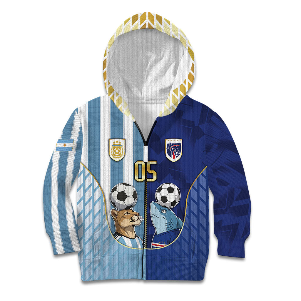 Custom Argentine And Cape Verde Football Kid Hoodie Split Flag Puma Shark Soccer