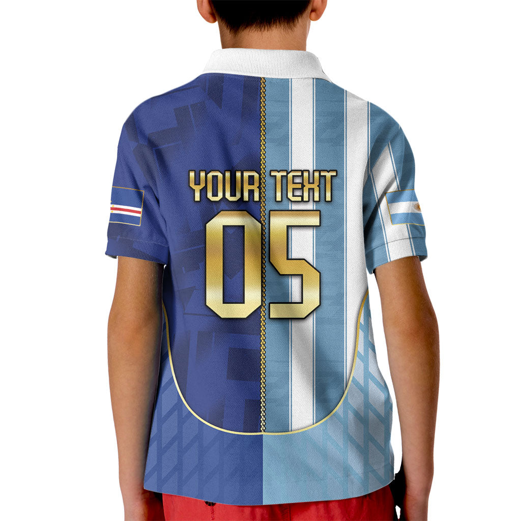 Custom Argentine And Cape Verde Football Kid Polo Shirt Split Flag Puma Shark Soccer