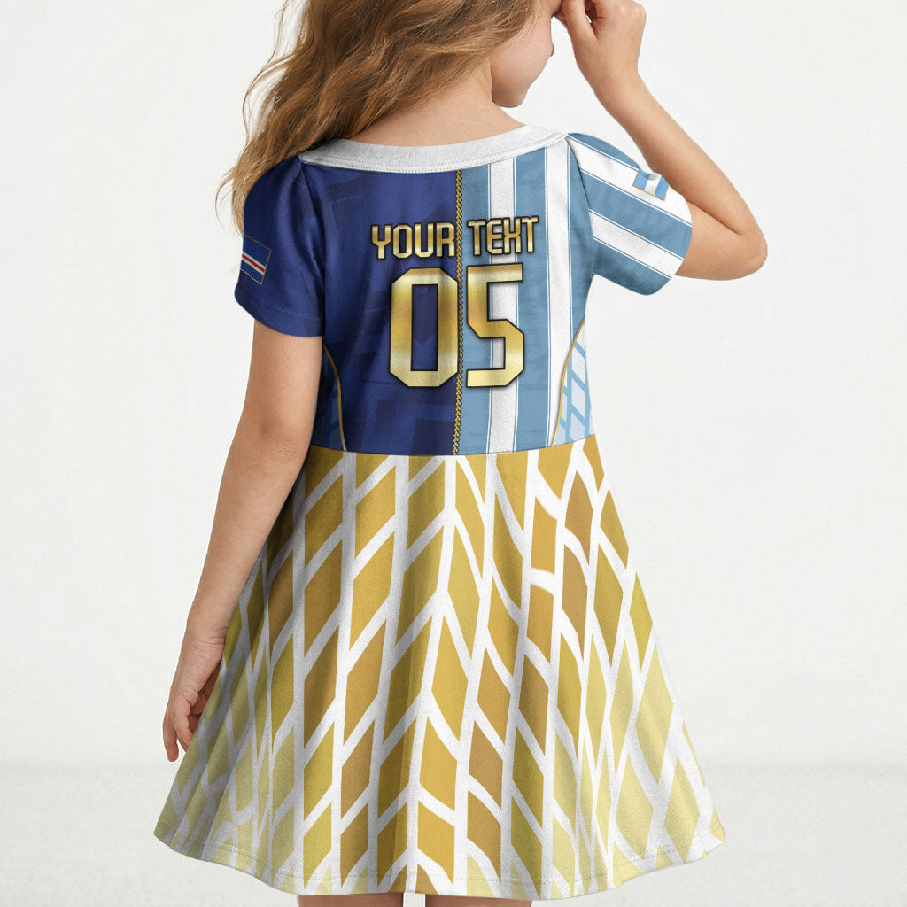 Custom Argentine And Cape Verde Football Kid Short Sleeve Dress Split Flag Puma Shark Soccer