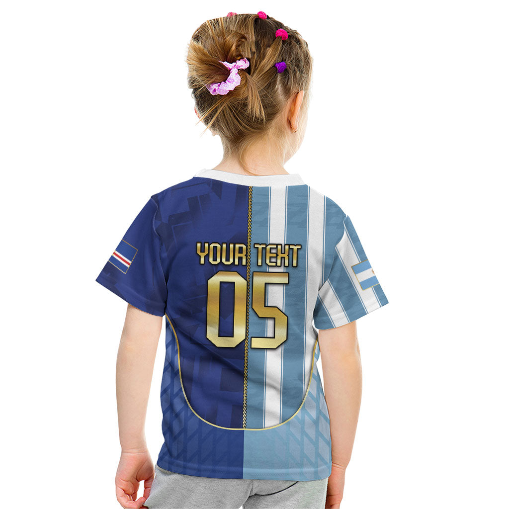 Custom Argentine And Cape Verde Football Kid T Shirt Split Flag Puma Shark Soccer