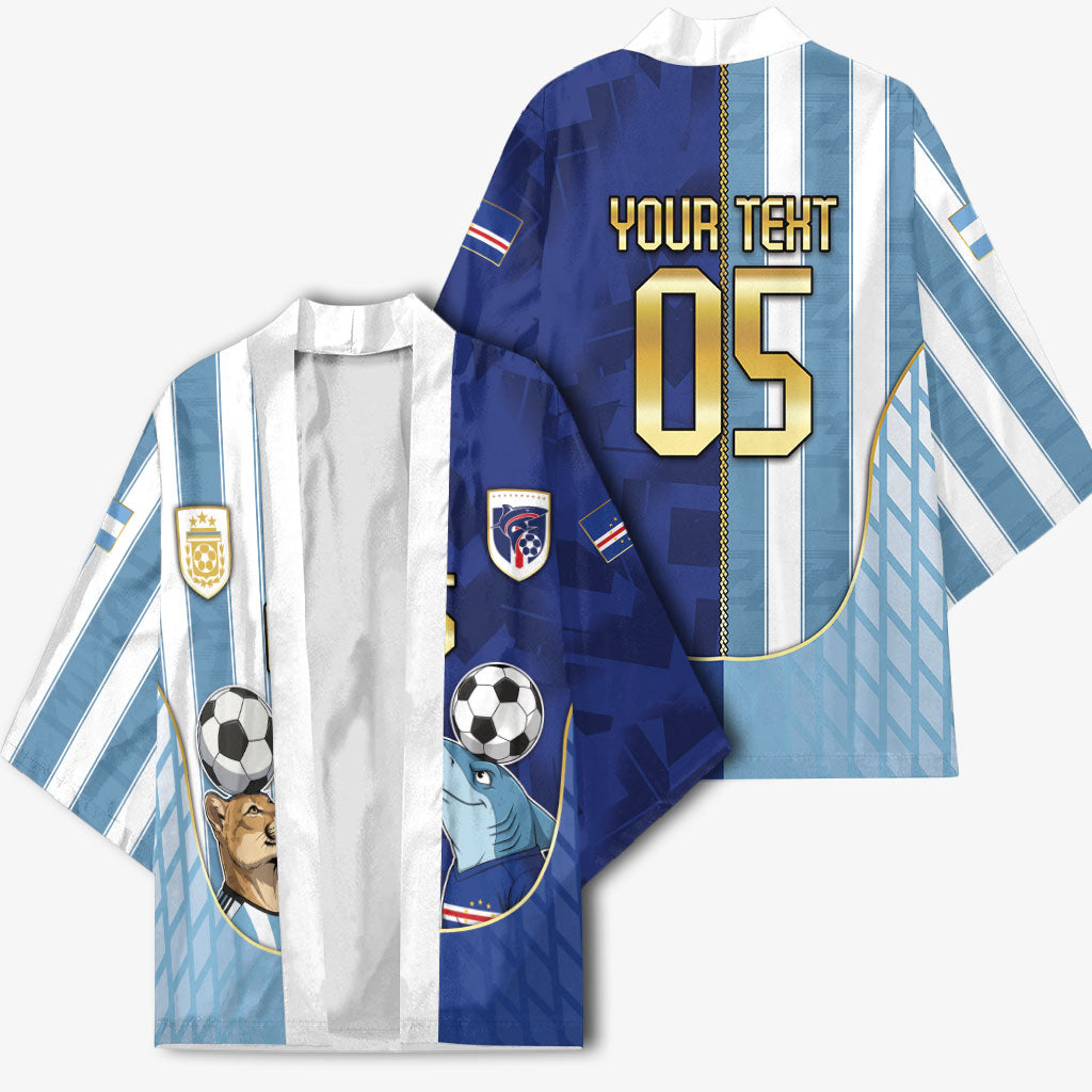 Custom Argentine And Cape Verde Football Kimono Split Flag Puma Shark Soccer