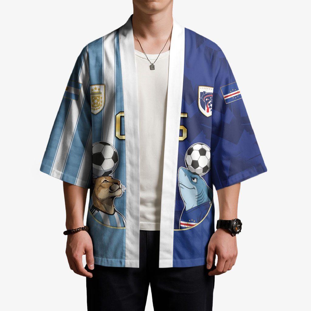 Custom Argentine And Cape Verde Football Kimono Split Flag Puma Shark Soccer