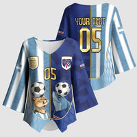 Custom Argentine And Cape Verde Football Kimono Sleeve Blouse Split Flag Puma Shark Soccer