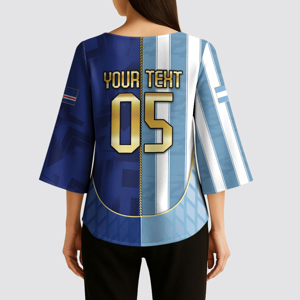 Custom Argentine And Cape Verde Football Kimono Sleeve Blouse Split Flag Puma Shark Soccer