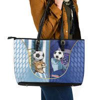 Argentine And Cape Verde Football Leather Tote Bag Split Flag Puma Shark Soccer