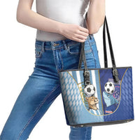 Argentine And Cape Verde Football Leather Tote Bag Split Flag Puma Shark Soccer