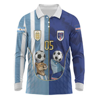 Custom Argentine And Cape Verde Football Long Sleeve Polo Shirt Split Flag Puma Shark Soccer
