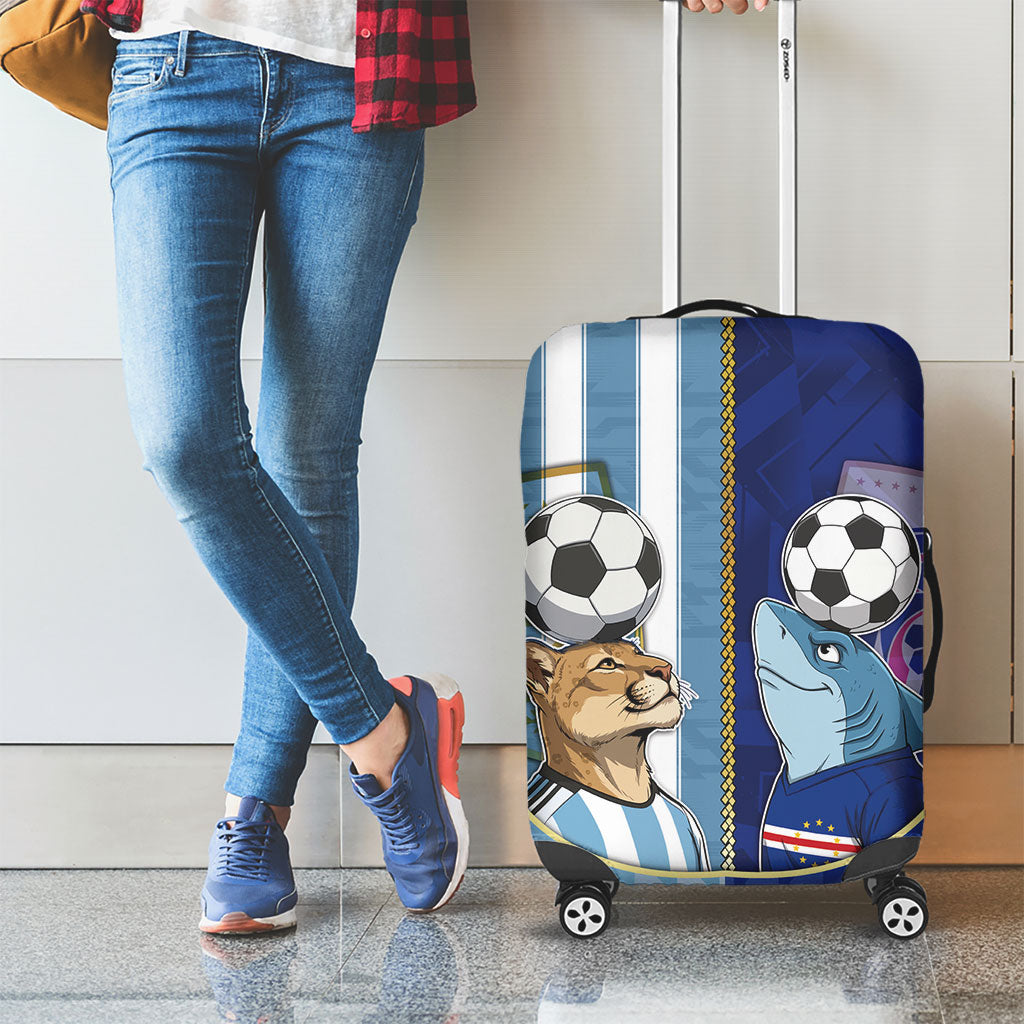 Argentine And Cape Verde Football Luggage Cover Split Flag Puma Shark Soccer