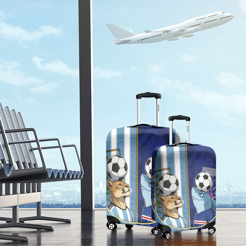 Argentine And Cape Verde Football Luggage Cover Split Flag Puma Shark Soccer