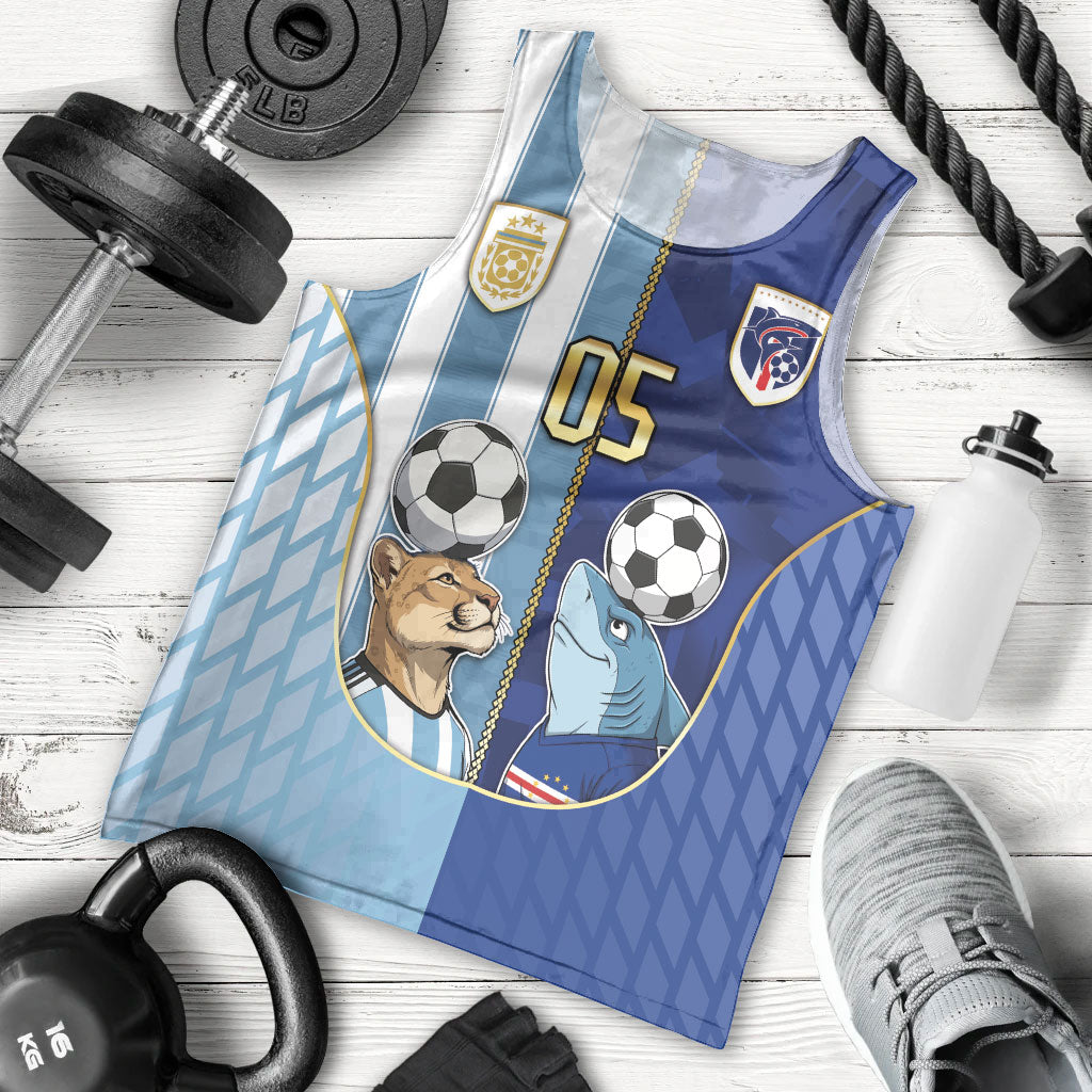 Custom Argentine And Cape Verde Football Men Tank Top Split Flag Puma Shark Soccer