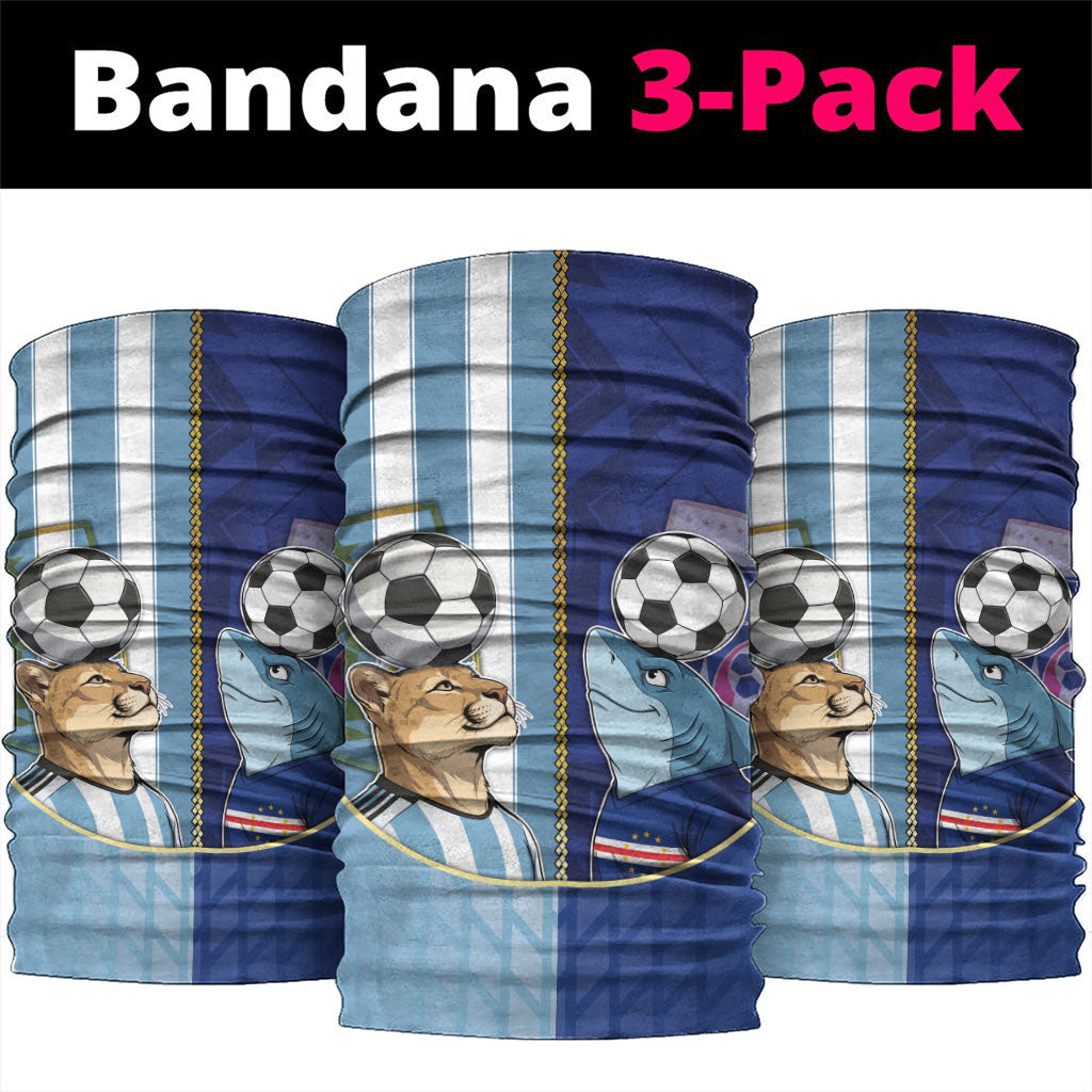 Argentine And Cape Verde Football Neck Gaiter Split Flag Puma Shark Soccer