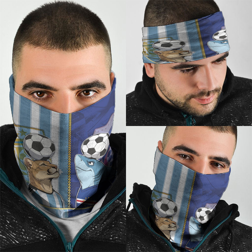Argentine And Cape Verde Football Neck Gaiter Split Flag Puma Shark Soccer