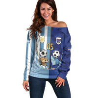 Custom Argentine And Cape Verde Football Off Shoulder Sweater Split Flag Puma Shark Soccer