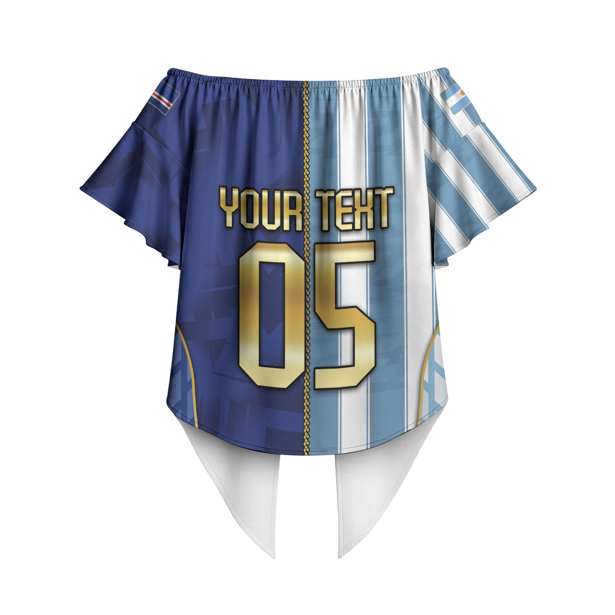 Custom Argentine And Cape Verde Football Off Shoulder Wrap Waist Top Split Flag Puma Shark Soccer