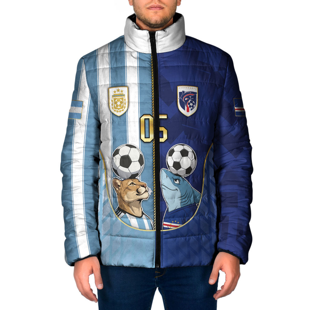 Custom Argentine And Cape Verde Football Padded Jacket Split Flag Puma Shark Soccer