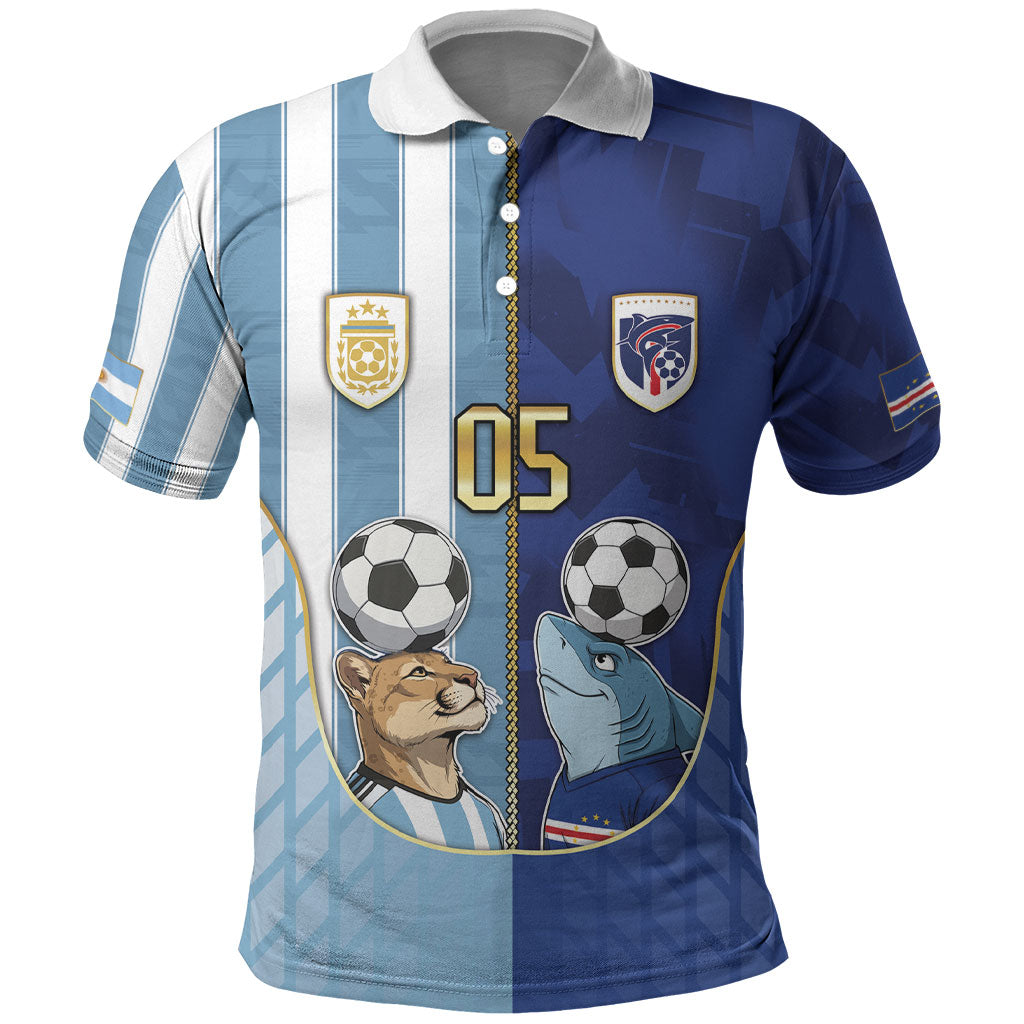 Custom Argentine And Cape Verde Football Polo Shirt Split Flag Puma Shark Soccer