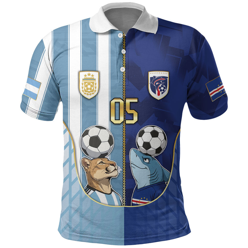 Custom Argentine And Cape Verde Football Polo Shirt Split Flag Puma Shark Soccer DT05