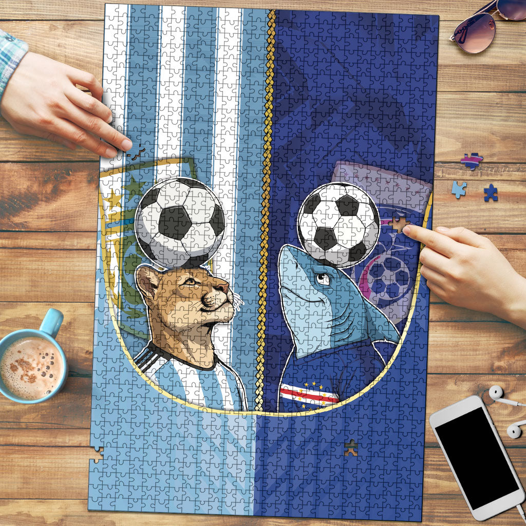 Argentine And Cape Verde Football Puzzle Split Flag Puma Shark Soccer