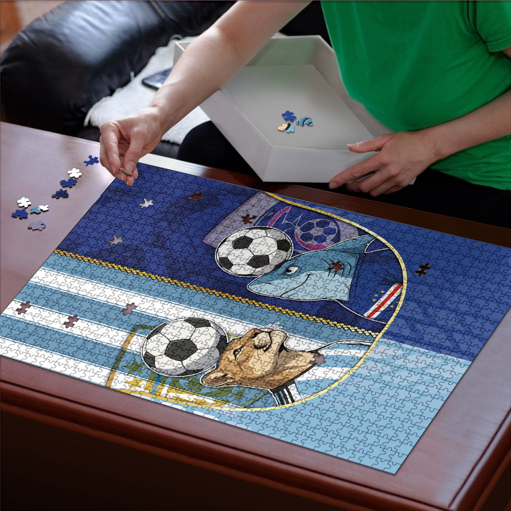 Argentine And Cape Verde Football Puzzle Split Flag Puma Shark Soccer