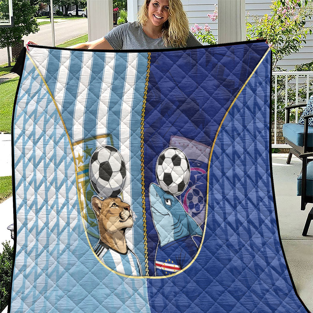 Argentine And Cape Verde Football Quilt Split Flag Puma Shark Soccer