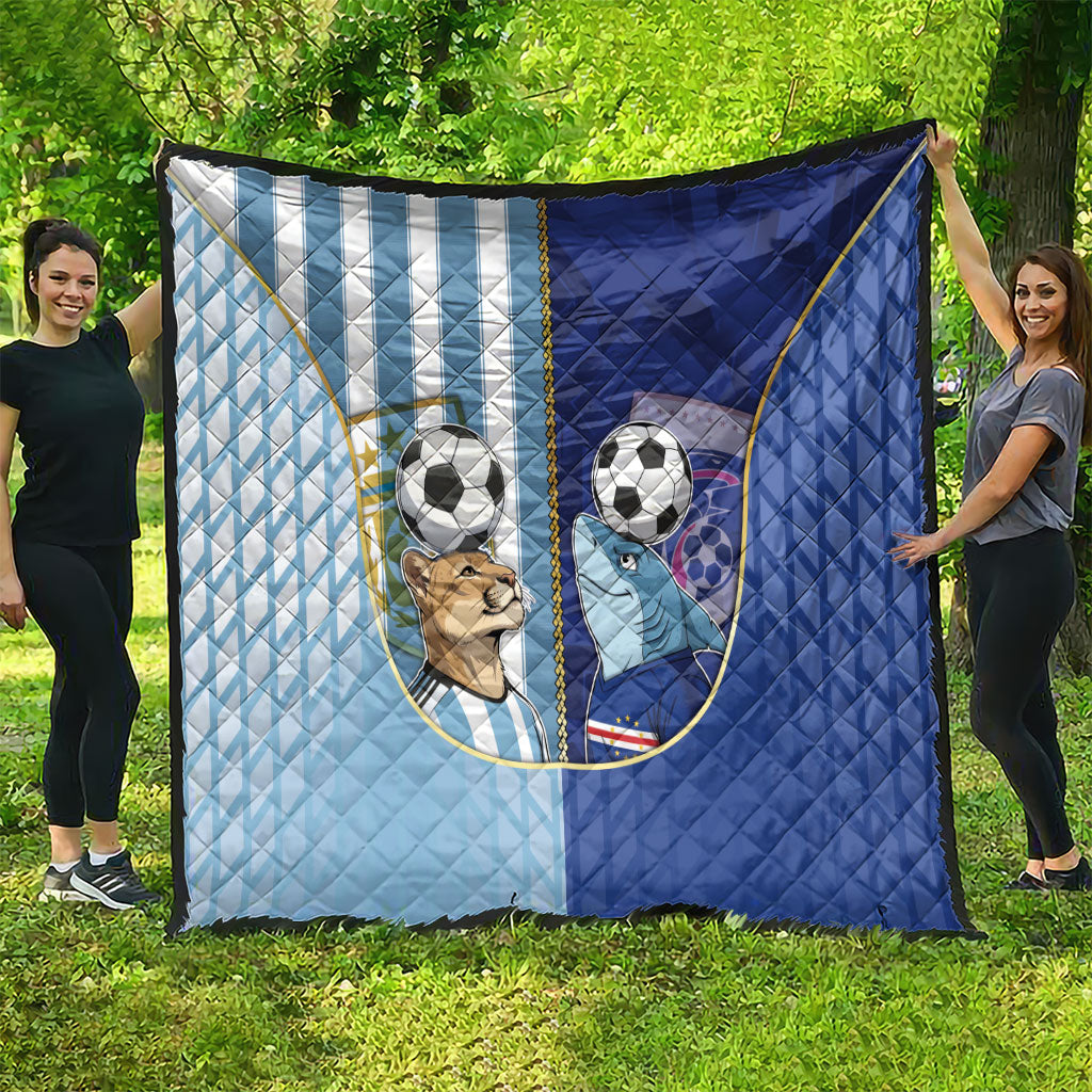 Argentine And Cape Verde Football Quilt Split Flag Puma Shark Soccer