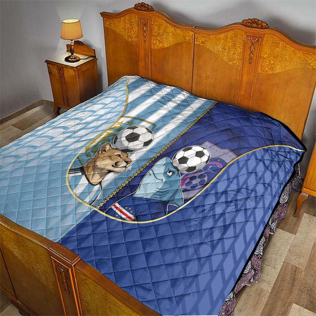 Argentine And Cape Verde Football Quilt Split Flag Puma Shark Soccer
