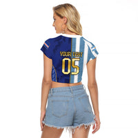Custom Argentine And Cape Verde Football Raglan Cropped T Shirt Split Flag Puma Shark Soccer
