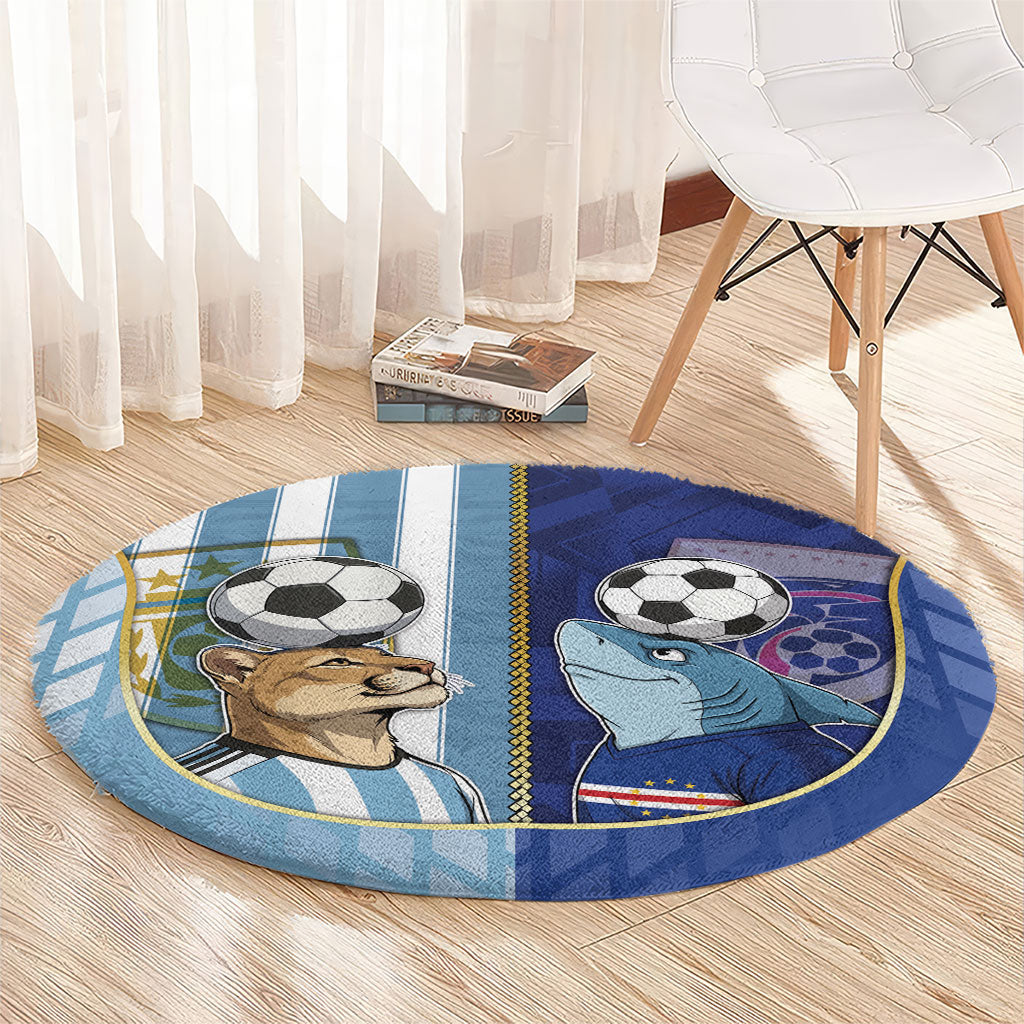 Argentine And Cape Verde Football Round Carpet Split Flag Puma Shark Soccer