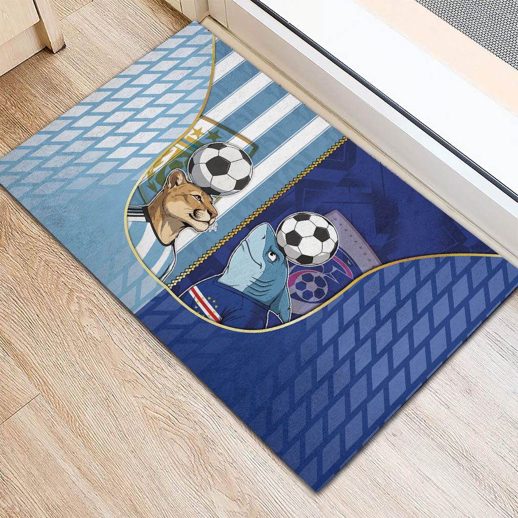 Argentine And Cape Verde Football Rubber Doormat Split Flag Puma Shark Soccer