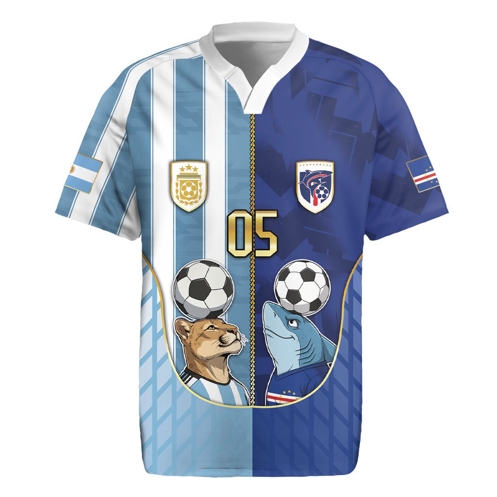 Custom Argentine And Cape Verde Football Rugby Jersey Split Flag Puma Shark Soccer