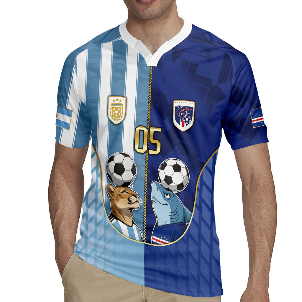 Custom Argentine And Cape Verde Football Rugby Jersey Split Flag Puma Shark Soccer