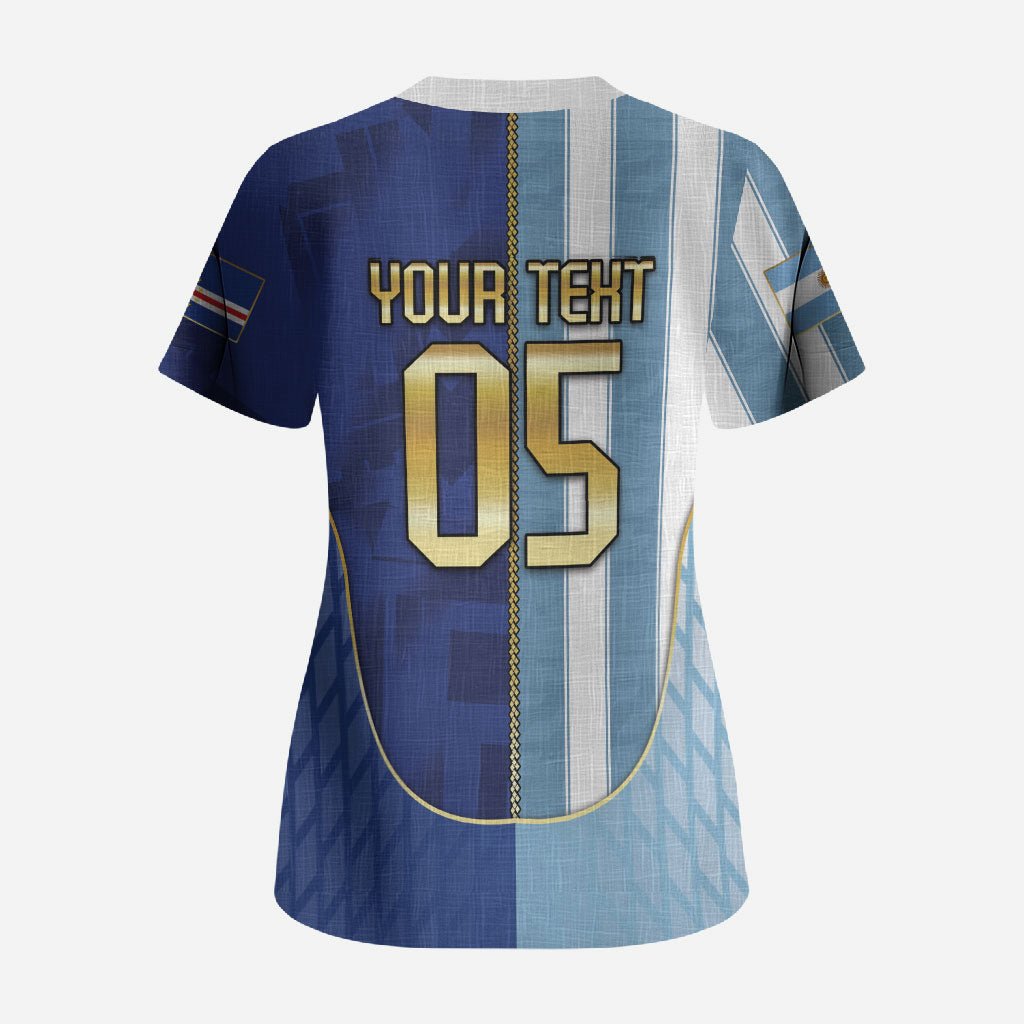 Custom Argentine And Cape Verde Football Scrub Top Split Flag Puma Shark Soccer