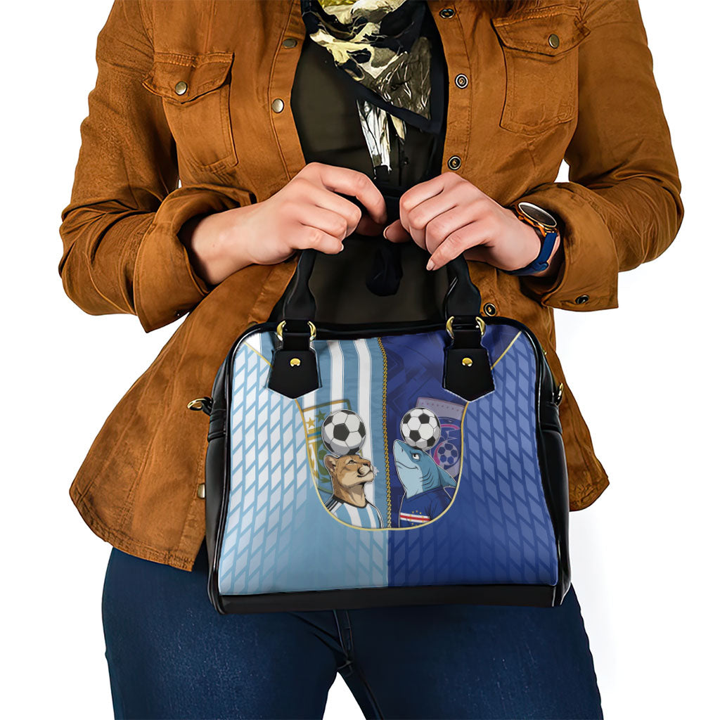 Argentine And Cape Verde Football Shoulder Handbag Split Flag Puma Shark Soccer